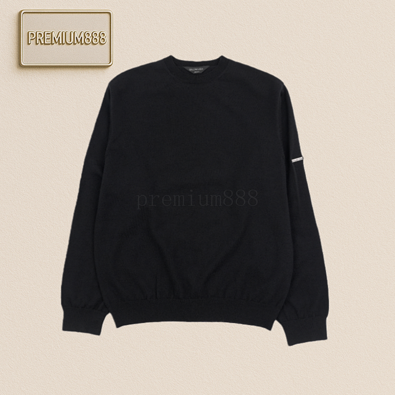 Balenciaga Blcg 25Fw Parisian Nameplate Wool Round-neck Sweater