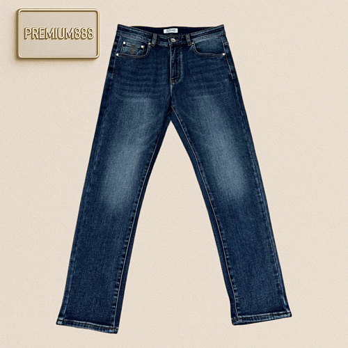 BC Brunello Casual Washed Embroidered Waistband Straight Denim Pants