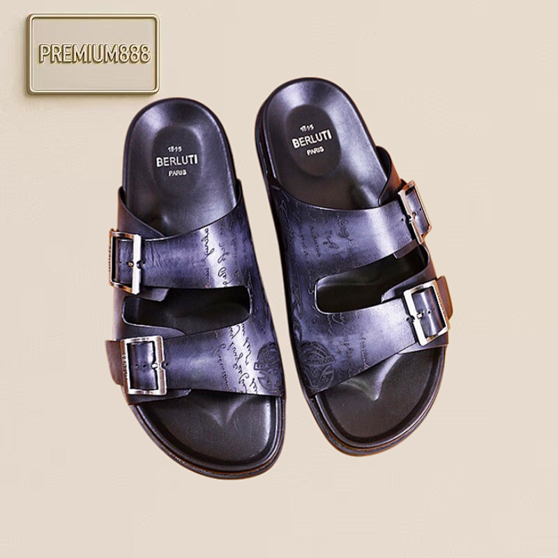 Arrival Spring-Autumn Series Italian-made Egio Sole Egio Written Leather Sandals. The Uppe