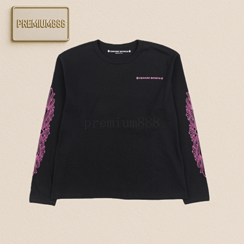 Chrome Hearts Black Pink Van Print Waffle Long-sleeved Thorny Rose In The Dark Night