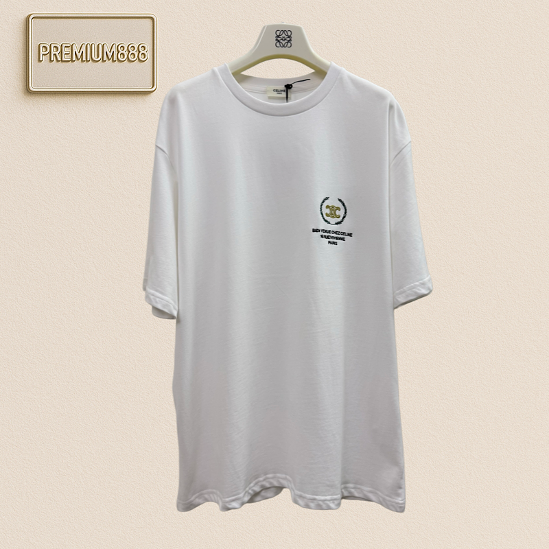 Cel Selene Wheat Logo Letter Embroidered Short-Sleeved T-Shirt