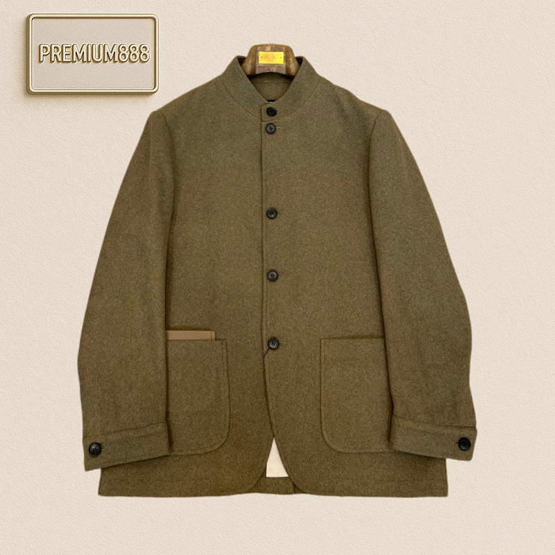Zegna Jenia Stand-up Collar Double-pocket Leather Label Casual Jacket