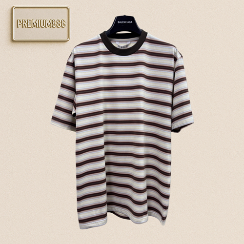 Auralee Gradient Stripes Cream Short-Sleeved T-shirt