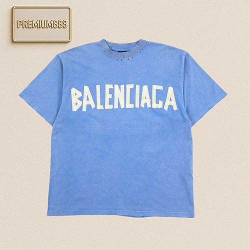 Ba Lenciaga Yellow Rubber Strip Short Sleeves Light Blue