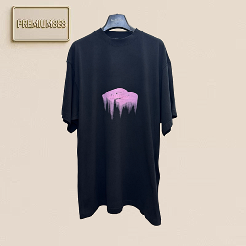 Paris Spring Summer New Product - Letter Embroidery Pink Disolving Print Short-Sleeved T-S