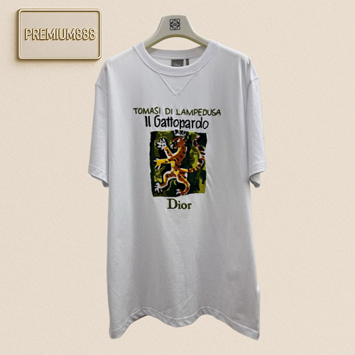 Dio Leopard Totem Embroidered Short-Sleeved T-shirt