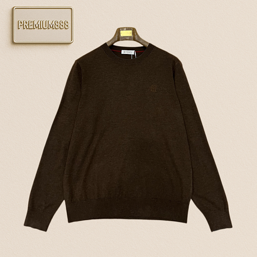 BC Brunello Round-neck Lightweight Embroidered Casual Long-Sleeve Knit Shirt