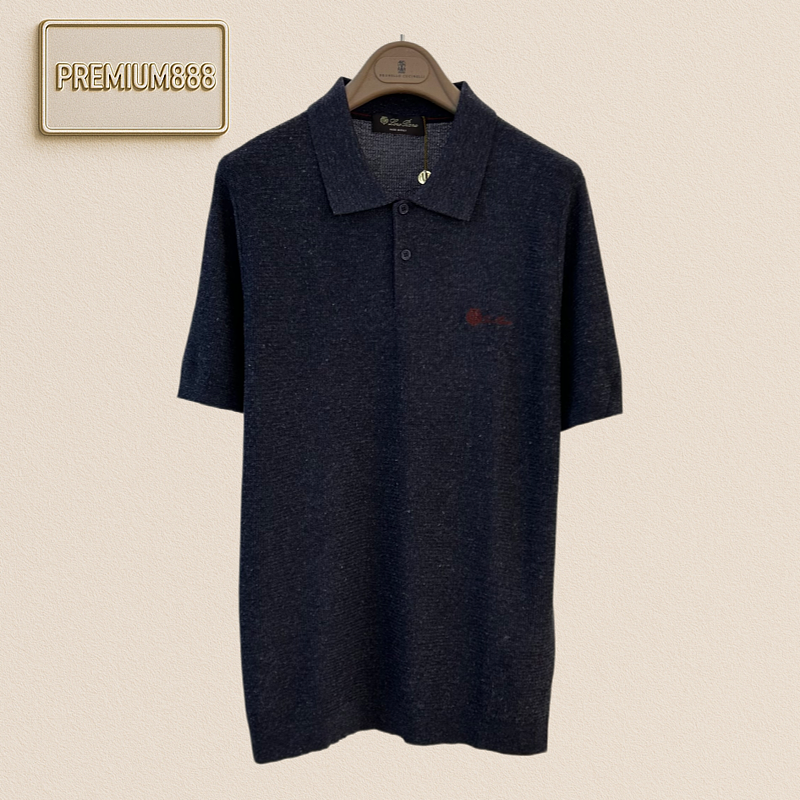 Loro Piana No. 1 Polo Shirt With Knitted Embroidery And Short Sleeves