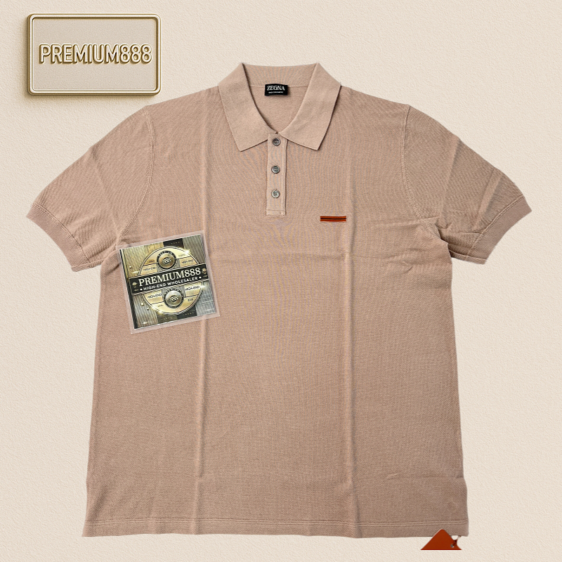 Zeg A Spring Summer New Collection - Road Sign Knitted Polo Shirt. Sizes 48-56. Khaki Colo