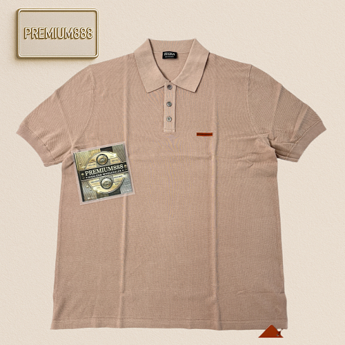 Zeg A Spring Summer New Collection - Road Sign Knitted Polo Shirt. Sizes 48-56. Khaki Colo