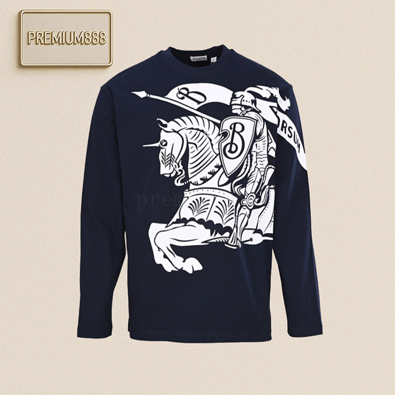 Burberry Bbr Cotton Top Warhorse Print Long-sleeved T-shirt