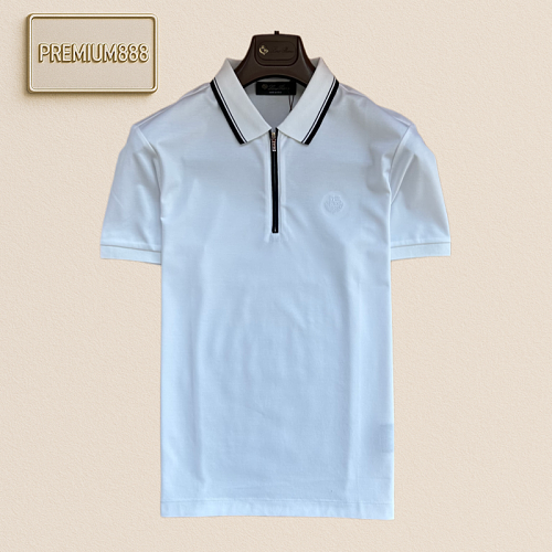 Loropiana Nooruiyan Color-Contrast Collar Half-Zip Polo Shirt