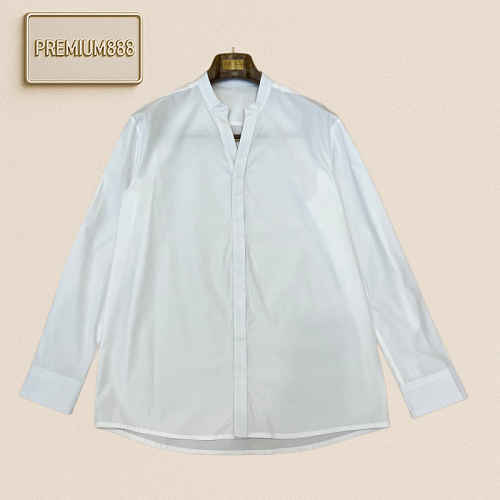 LP Noyuanpianya White V-neck Pure Cotton Long-Sleeve Shirt