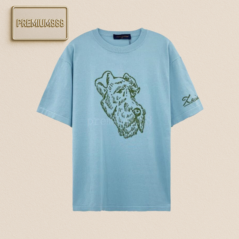 L V Dog Head Wool T-shirt
