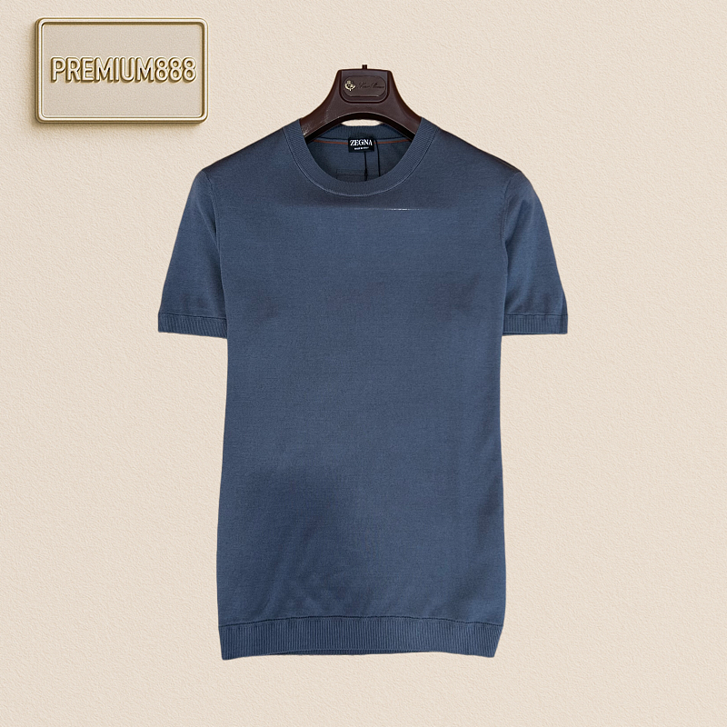 Zegna Classic Round-neck Solid-color Short-sleeved T-shirt
