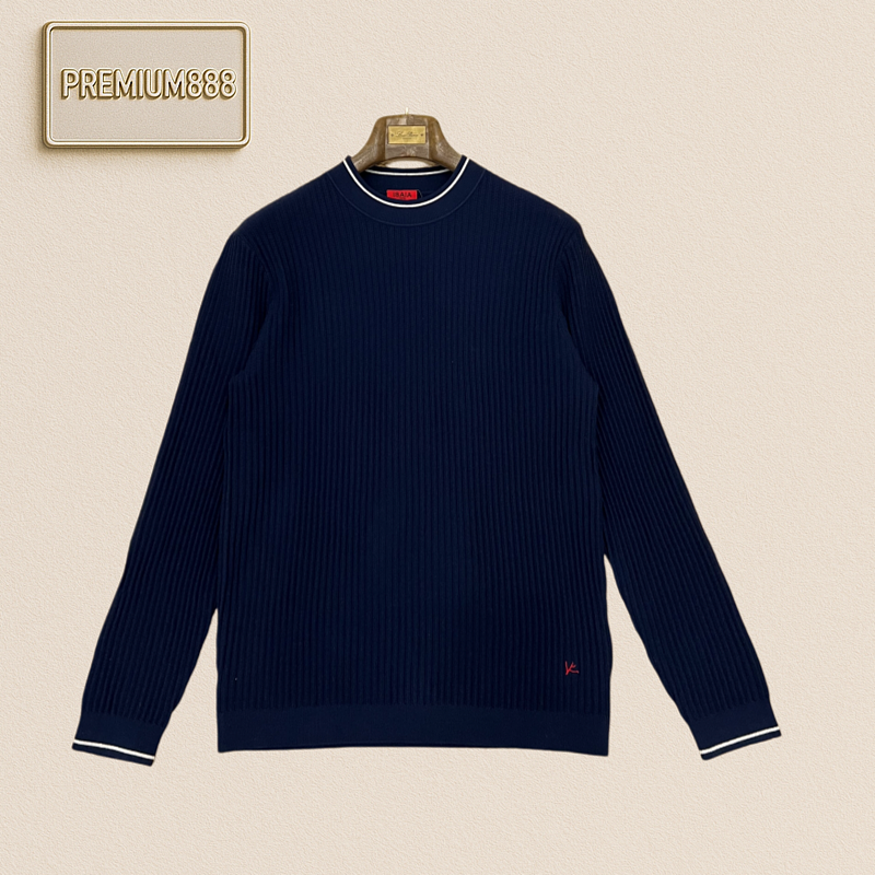 Isaia Casual Contrasting Edge Round-neck Plaid Knit Sweater