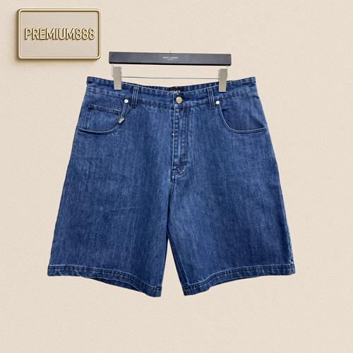 Fend - Black Leather Label Dark Blue Denim Shorts