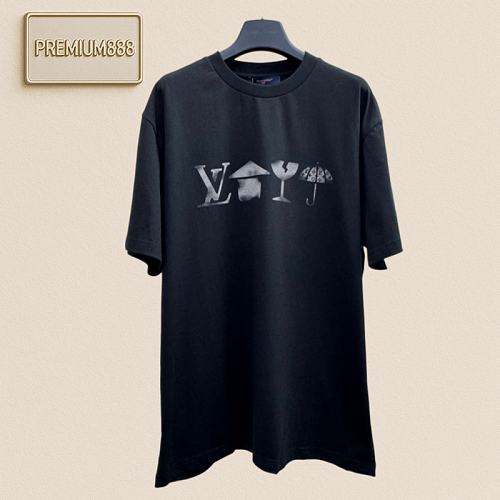 1v Louis Fade Pattern Letter Print Short-Sleeve T-Shirt