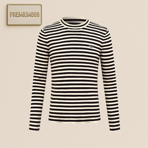 Prada Striped Embroidered Round-neck Sweater