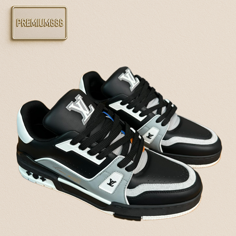 Louis Vuitton Trainer Leather Lace-up Fashion Sneakers For Men In Black