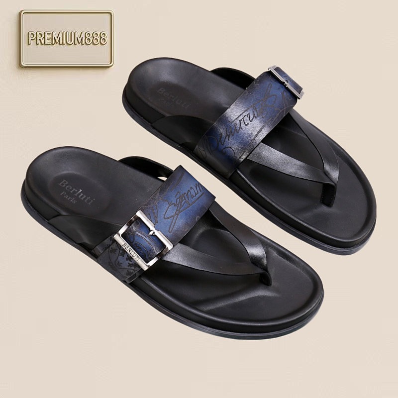 Arrival Spring-Autumn Series Italian-made Egio Sole Egio Written Leather Sandals. The Uppe