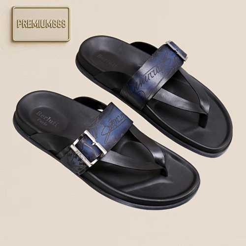 Arrival Spring-Autumn Series Italian-made Egio Sole Egio Written Leather Sandals. The Uppe