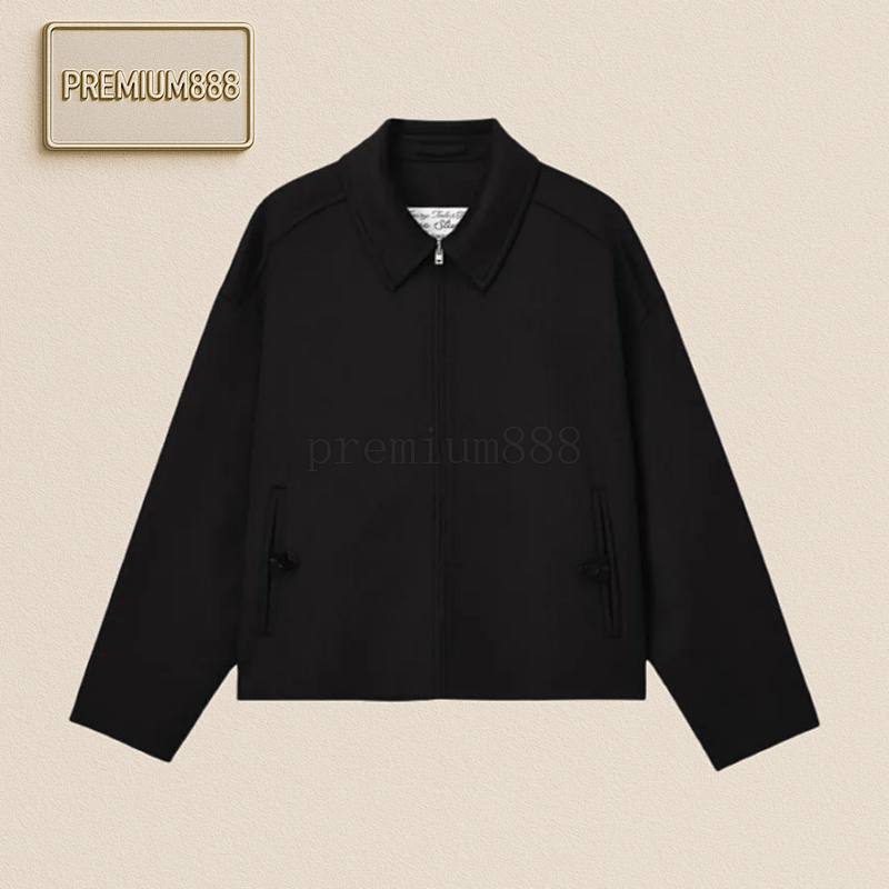 Acne Studios Lapel Zipper Off-the-shoulder Long-sleeved Wool Jacket Coat