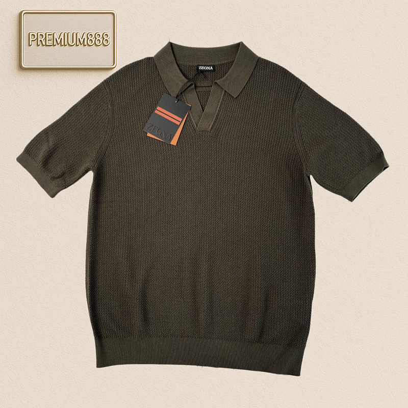 Zeg Three-color Knitted Short Sleeve Shirt