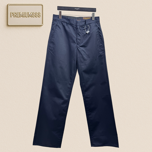 1v Louis Leather Embroidered Cotton Crepe Casual Pants