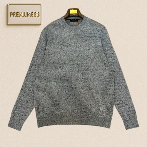 Loro Piana No. Yoo Pianya Waffle Roundneck Knit Top With Long Sleeves