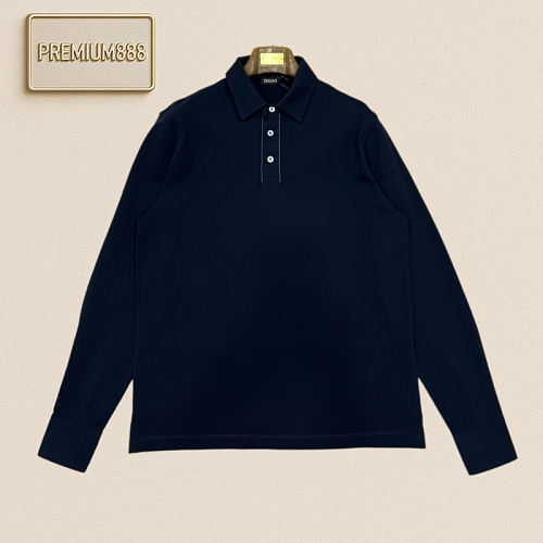 Zegna Jenia Button-down Casual Long-Sleeve Polo Shirt