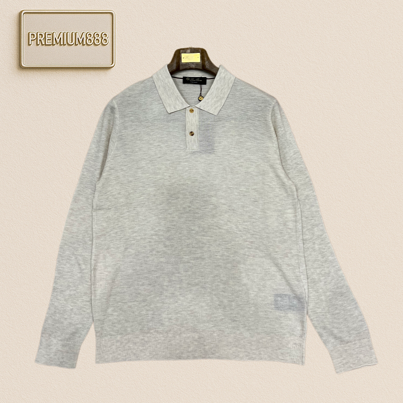 Loro Piana Loopy Casual Long-Sleeved Knit Polo Shirt