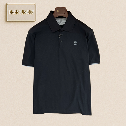 BC Brunello Classic Embroidery Logo Collar Short Sleeve Shirt