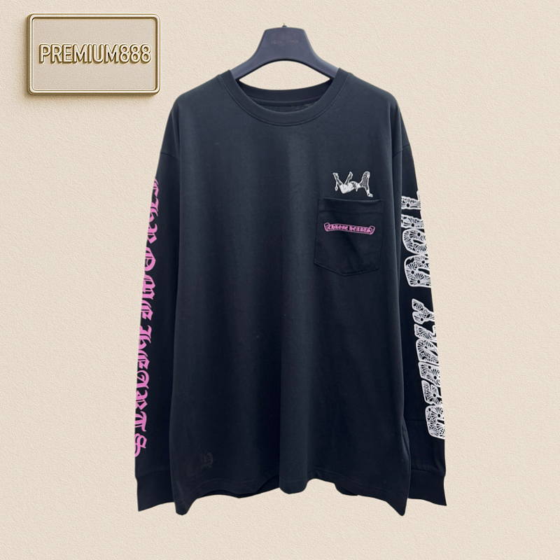 Chrome Hearts CH Crocin Deadly Joint-Design Goddess Print Long-Sleeved T-Shirt