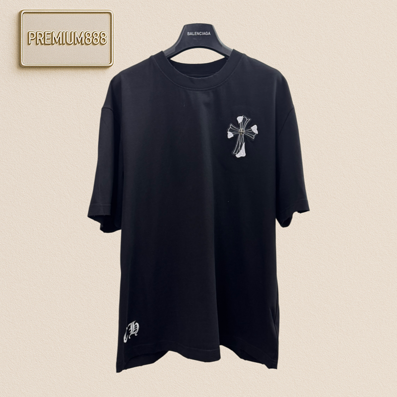 Chrome Hearts CH Crocin Cross Patchwork Embroidered Short-Sleeved T-Shirt