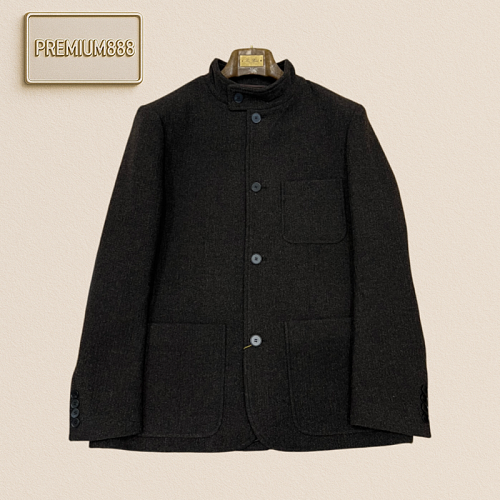 Loro Piana No. Yoo Pianya Standing Collar Single Button Wool Short Jacket