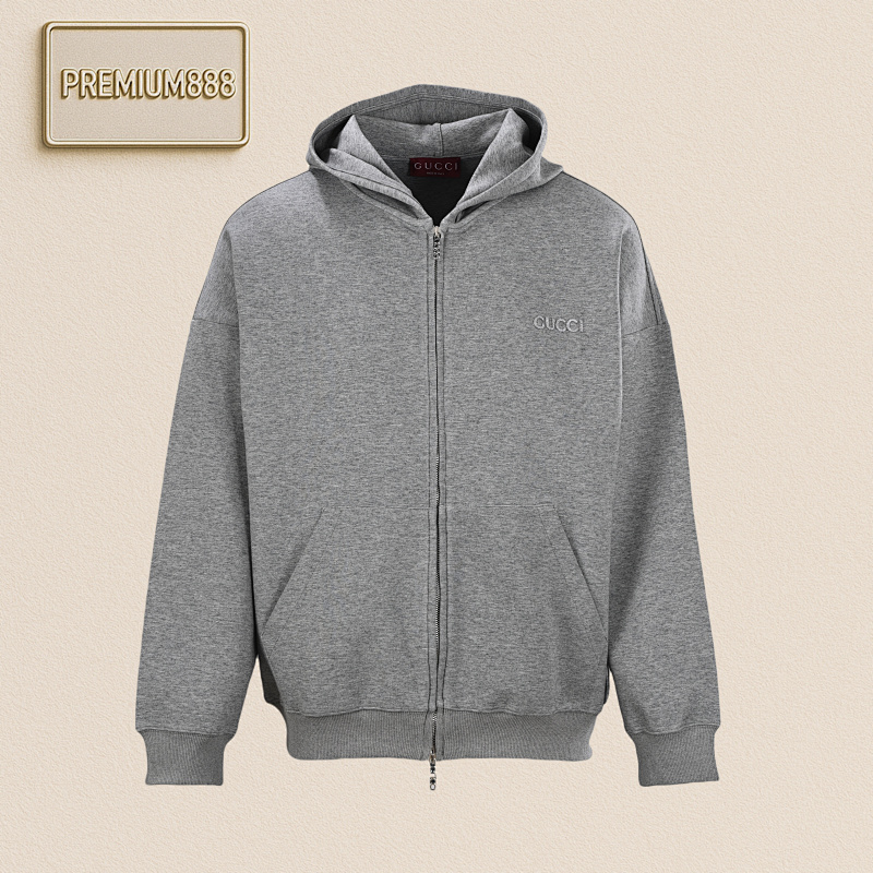 Gucci Guc CI Slogan Embroidered Space Cotton Hooded Sweatshirt