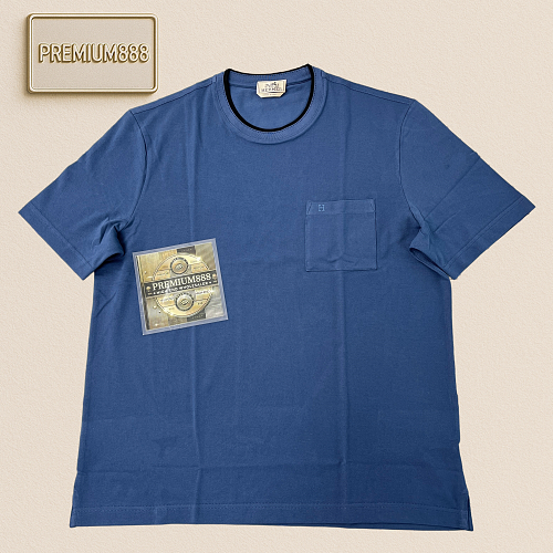 Hermès Spring Summer New Collection Round-neck Short Sleeve With Saddle Stitching Sizes 46