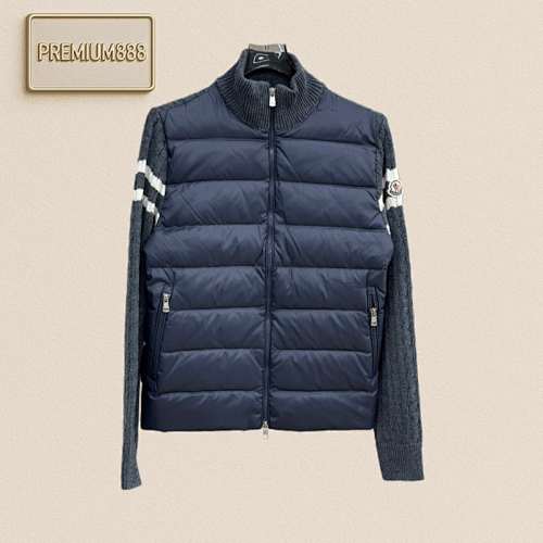 Moncler. Mengkou TB Armband Knitted Patchwork Stand-up Down Jacket