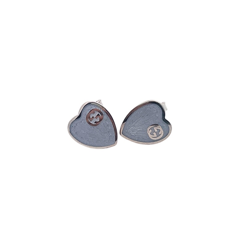 Gucci Gu Cci Purple Enamel Heart Stud EarringsItem ID