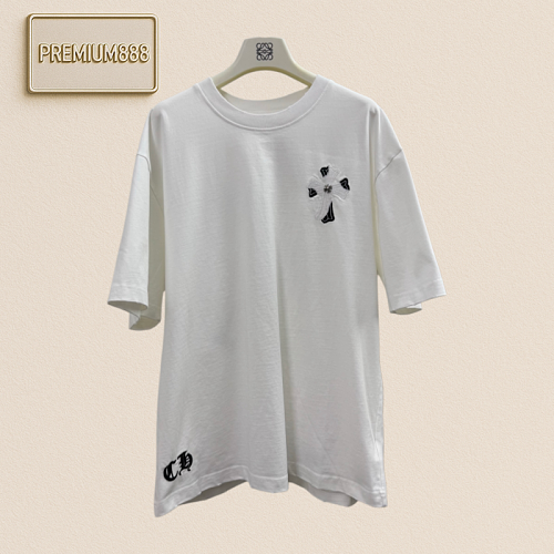 Chrome Hearts CH Crocin Cross Patchwork Embroidered Short-Sleeved T-Shirt
