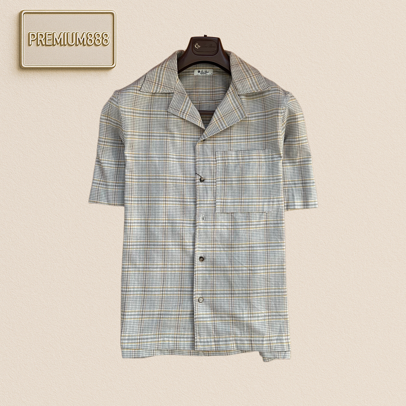 Loropiana Floral Pattern Cuban Collar Short-Sleeved Shirt