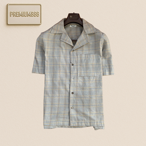 Loropiana Floral Pattern Cuban Collar Short-Sleeved Shirt