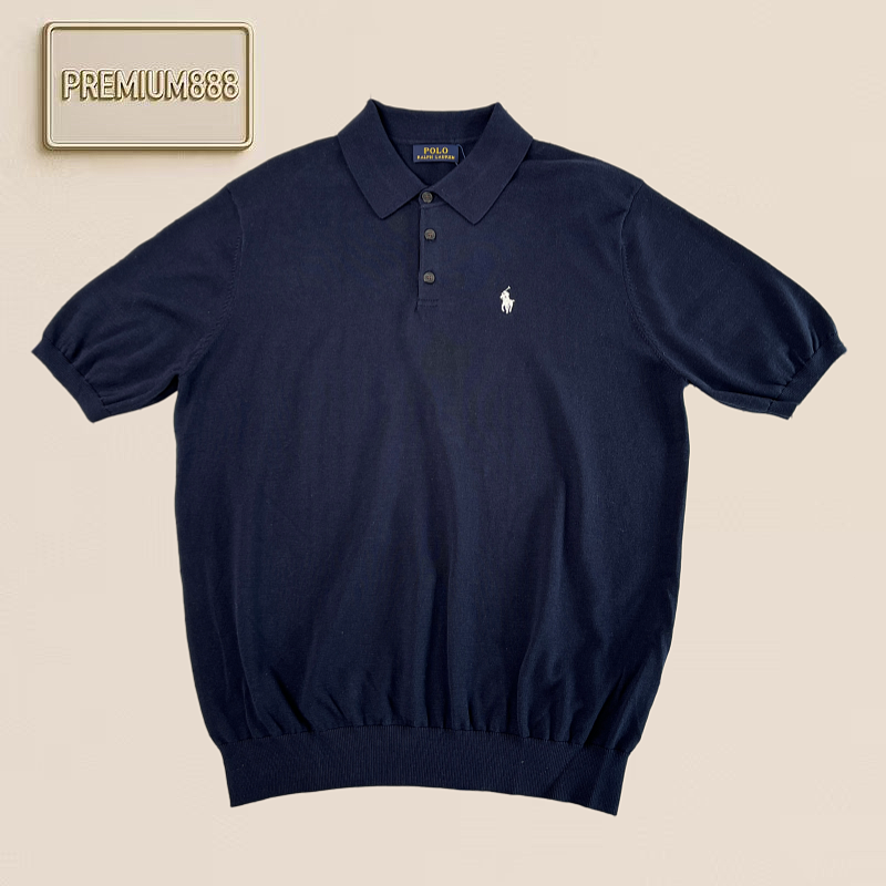 RL Two-color Precision Combed Cotton Knitted Polo Shirt Description