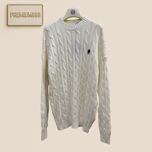 Prada Twisted Knitting Embroidered Logo Cotton Pullover