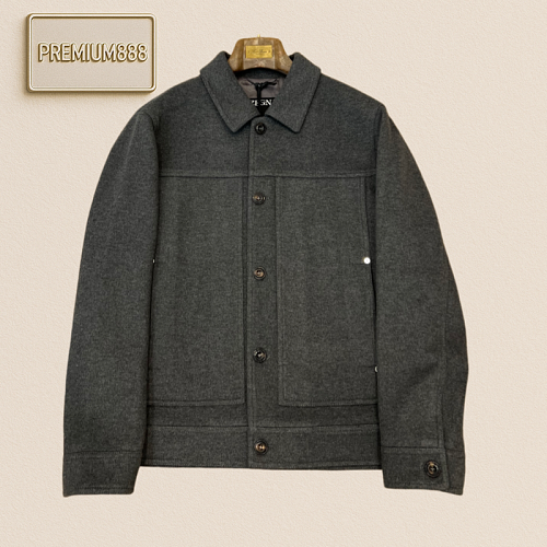 Zegna Jenia Wool Blend Utility Blazer With Collar