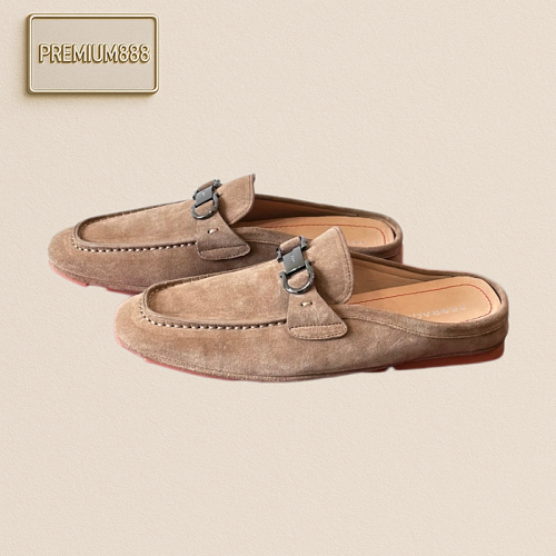 Ferragam New Men's Half-trap Sandals The Fabric Is Made Of Fully Imported Cowhide With Vis