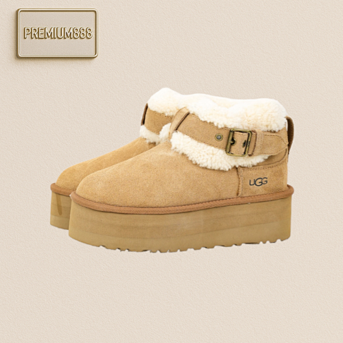 Ugg Round-toed Buckle 3.5cm Thick-soled Snow Boots For Women