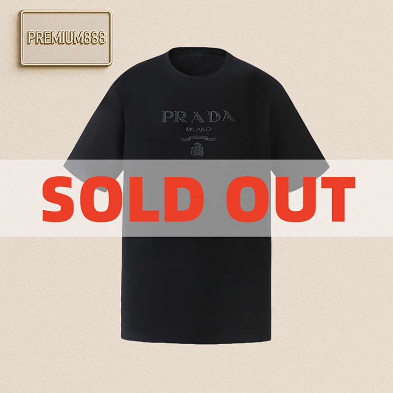 Prada Solid Color Embossed Round Neck Short Sleeve T-Shirt Item