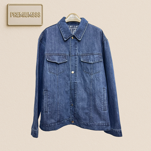 Fend - Black Leather Label Deep Blue Denim Jacket